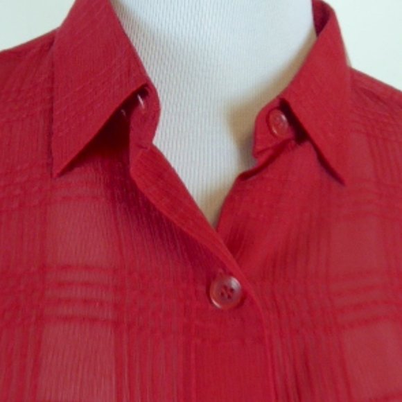 NWT RJ COLLECTION RED sheer tunic SHIRT M - Picture 3 of 6